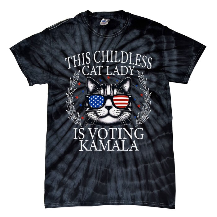 This Childless Cat Lady Is Voting Kamala V Neck Tie-Dye T-Shirt