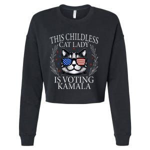 This Childless Cat Lady Is Voting Kamala V Neck Cropped Pullover Crew