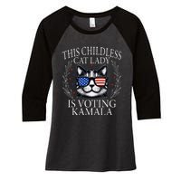 This Childless Cat Lady Is Voting Kamala V Neck Women's Tri-Blend 3/4-Sleeve Raglan Shirt