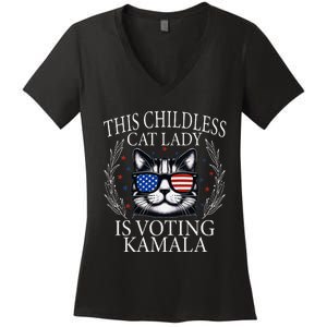 This Childless Cat Lady Is Voting Kamala V Neck Women's V-Neck T-Shirt