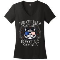 This Childless Cat Lady Is Voting Kamala V Neck Women's V-Neck T-Shirt