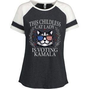 This Childless Cat Lady Is Voting Kamala V Neck Enza Ladies Jersey Colorblock Tee