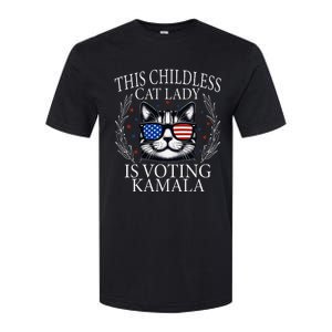 This Childless Cat Lady Is Voting Kamala V Neck Softstyle CVC T-Shirt