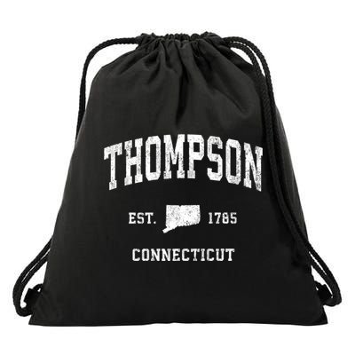 Thompson Connecticut Ct Vintage Athletic Black Sports Design Great Gift Drawstring Bag