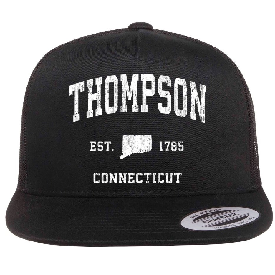 Thompson Connecticut Ct Vintage Athletic Black Sports Design Great Gift Flat Bill Trucker Hat