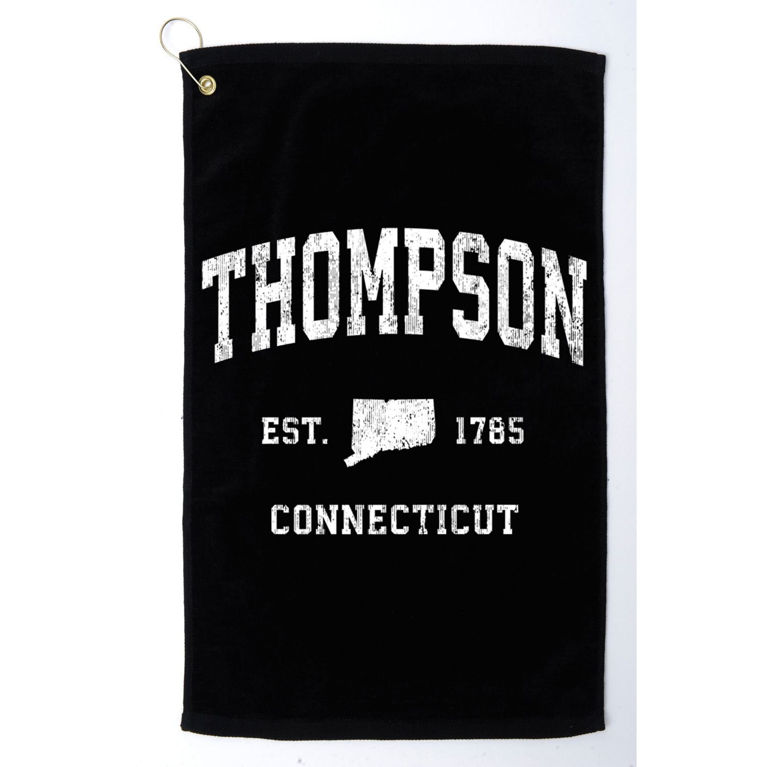 Thompson Connecticut Ct Vintage Athletic Black Sports Design Great Gift Golf Towel