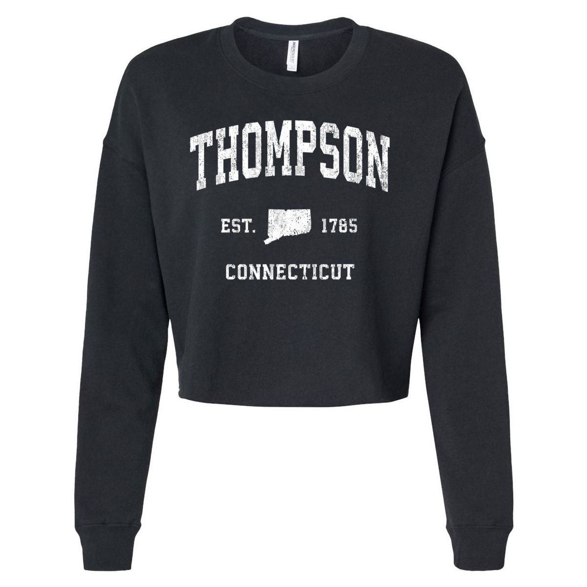 Thompson Connecticut Ct Vintage Athletic Black Sports Design Great Gift Cropped Pullover Crew