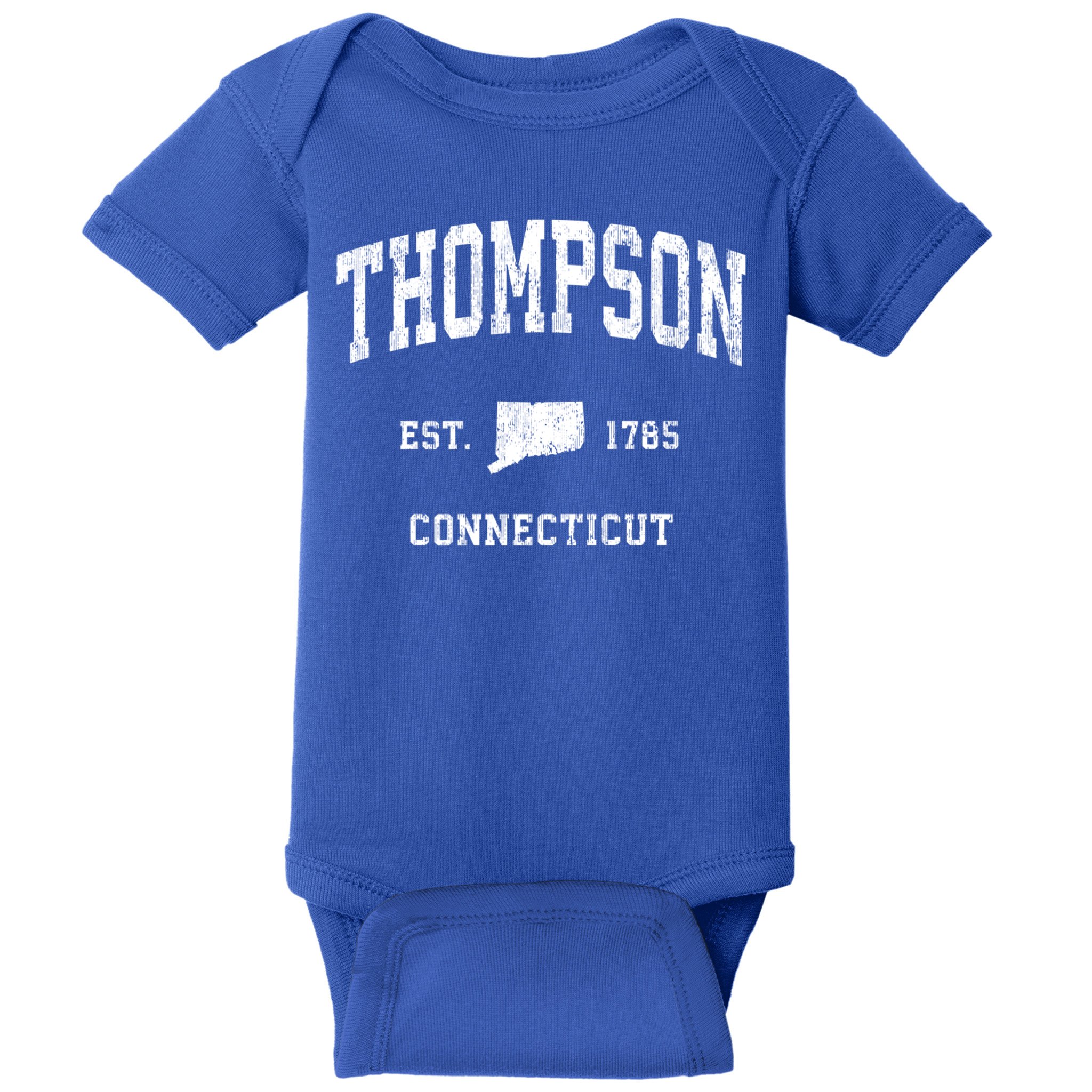 Thompson Connecticut Ct Vintage Athletic Black Sports Design Great Gift Baby Bodysuit