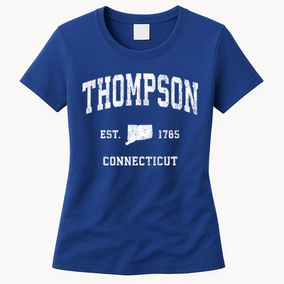 Thompson Connecticut Ct Vintage Athletic Black Sports Design Great Gift Womens T-Shirt