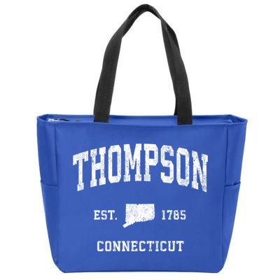 Thompson Connecticut Ct Vintage Athletic Black Sports Design Great Gift Zip Tote Bag