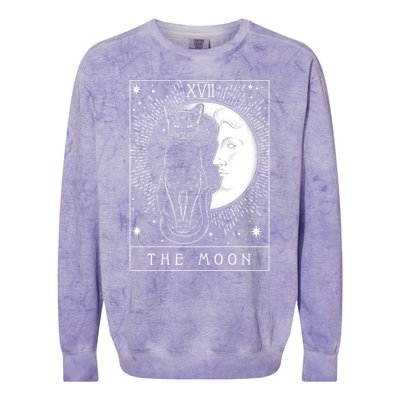 Tarot Card Crescent Moon And Cat Graphic Meaningful Gift Colorblast Crewneck Sweatshirt