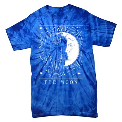 Tarot Card Crescent Moon And Cat Graphic Meaningful Gift Tie-Dye T-Shirt