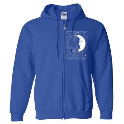 Tarot Card Crescent Moon And Cat Graphic Meaningful Gift Full Zip Hoodie