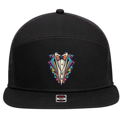 Tuxedo Costume Cute Colorful Tux. 7 Panel Mesh Trucker Snapback Hat