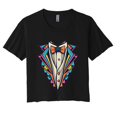 Tuxedo Costume Cute Colorful Tux. Crop Top