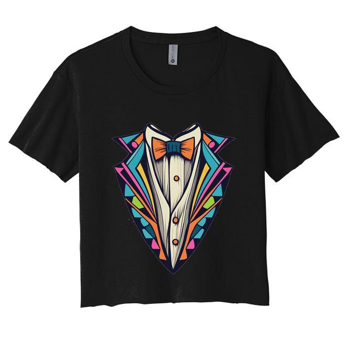Tuxedo Costume Cute Colorful Tux. Crop Top