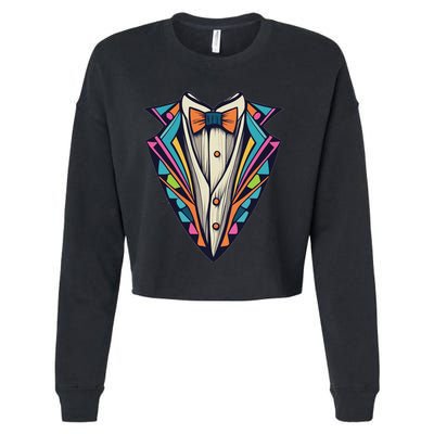 Tuxedo Costume Cute Colorful Tux. Cropped Pullover Crew