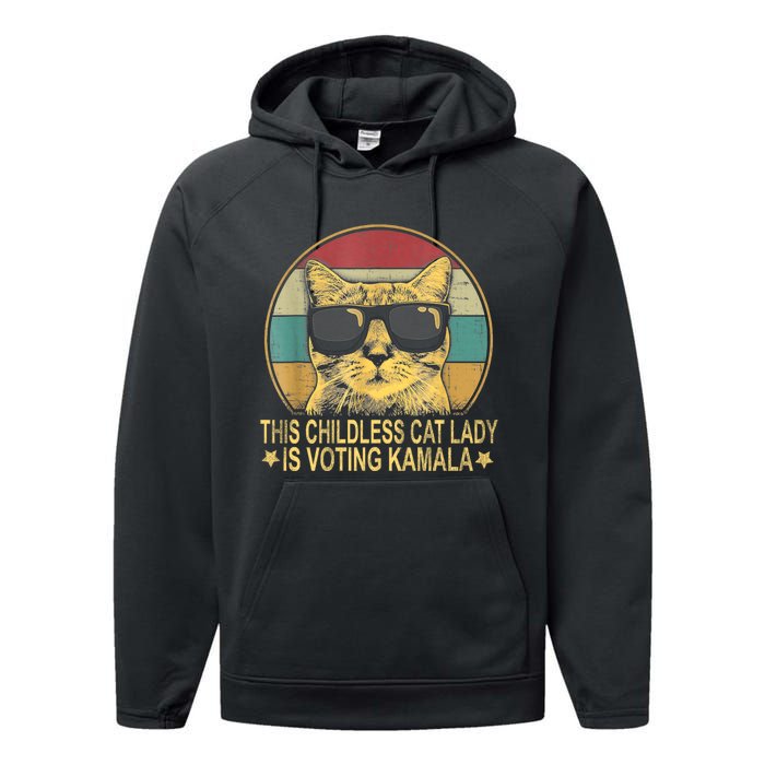 This Childless Cat Lady Is Voting Kamala Performance Fleece Hoodie