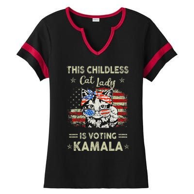 This Childless Cat Lady Is Voting Kamalaharris 2024 Gift Ladies Halftime Notch Neck Tee