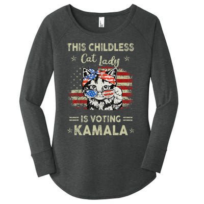 This Childless Cat Lady Is Voting Kamalaharris 2024 Gift Women's Perfect Tri Tunic Long Sleeve Shirt