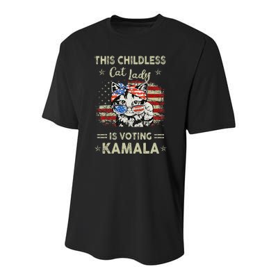 This Childless Cat Lady Is Voting Kamalaharris 2024 Gift Youth Performance Sprint T-Shirt