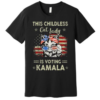 This Childless Cat Lady Is Voting Kamalaharris 2024 Gift Premium T-Shirt