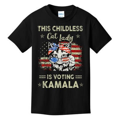 This Childless Cat Lady Is Voting Kamalaharris 2024 Gift Kids T-Shirt