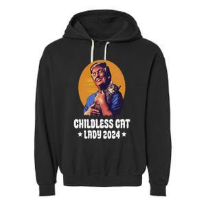 Trump Childless Cat Lady 2024 Election Usa Funny Garment-Dyed Fleece Hoodie