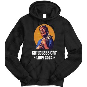 Trump Childless Cat Lady 2024 Election Usa Funny Tie Dye Hoodie