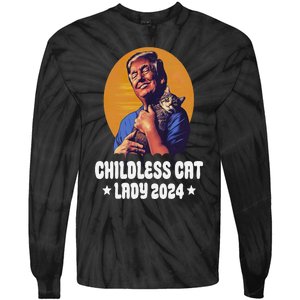 Trump Childless Cat Lady 2024 Election Usa Funny Tie-Dye Long Sleeve Shirt