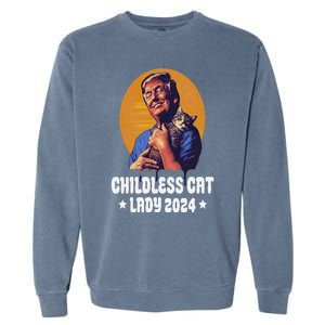 Trump Childless Cat Lady 2024 Election Usa Funny Garment-Dyed Sweatshirt