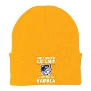 This Childless Cat Lady Is Voting Kamalaharris 2024 Knit Cap Winter Beanie