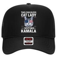 This Childless Cat Lady Is Voting Kamalaharris 2024 High Crown Mesh Back Trucker Hat