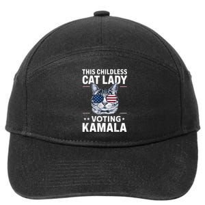 This Childless Cat Lady Is Voting Kamalaharris 2024 7-Panel Snapback Hat