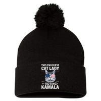 This Childless Cat Lady Is Voting Kamalaharris 2024 Pom Pom 12in Knit Beanie