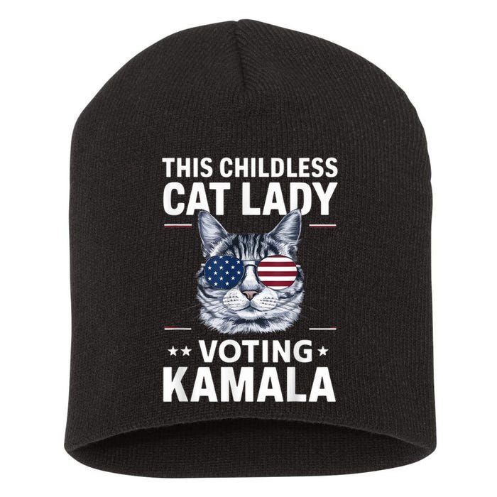 This Childless Cat Lady Is Voting Kamalaharris 2024 Short Acrylic Beanie