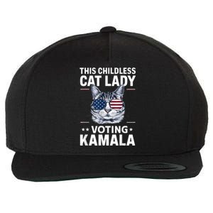 This Childless Cat Lady Is Voting Kamalaharris 2024 Wool Snapback Cap