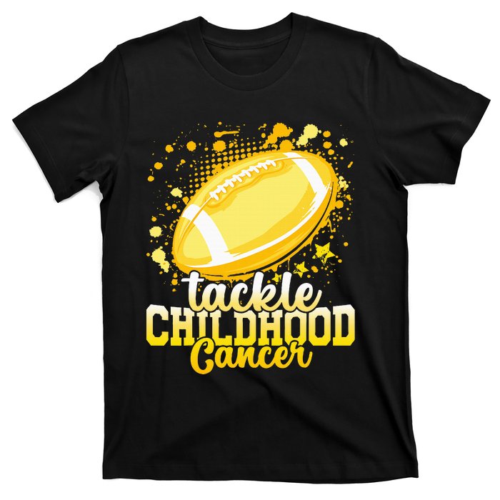 Tackle Childhood Cancer Football Childhood Cancer Awareness T-Shirt