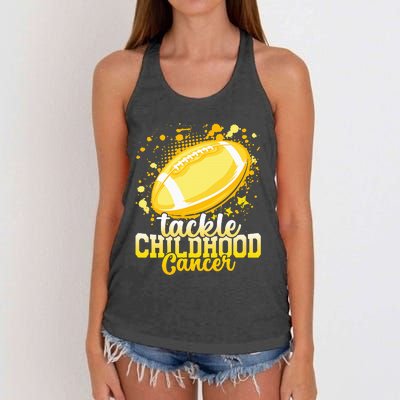 Tackle Childhood Cancer Football Childhood Cancer Awareness Women's Knotted Racerback Tank