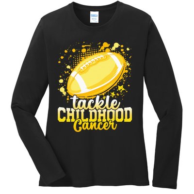 Tackle Childhood Cancer Football Childhood Cancer Awareness Ladies Long Sleeve Shirt