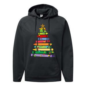 Teacher Christmas Crayon Tree Light Gifts Student Performance Fleece Hoodie