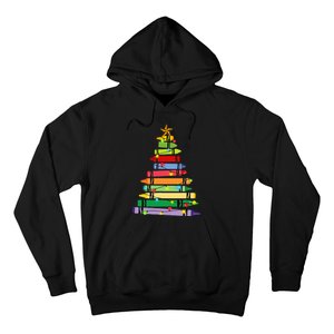 Teacher Christmas Crayon Tree Light Gifts Student Hoodie