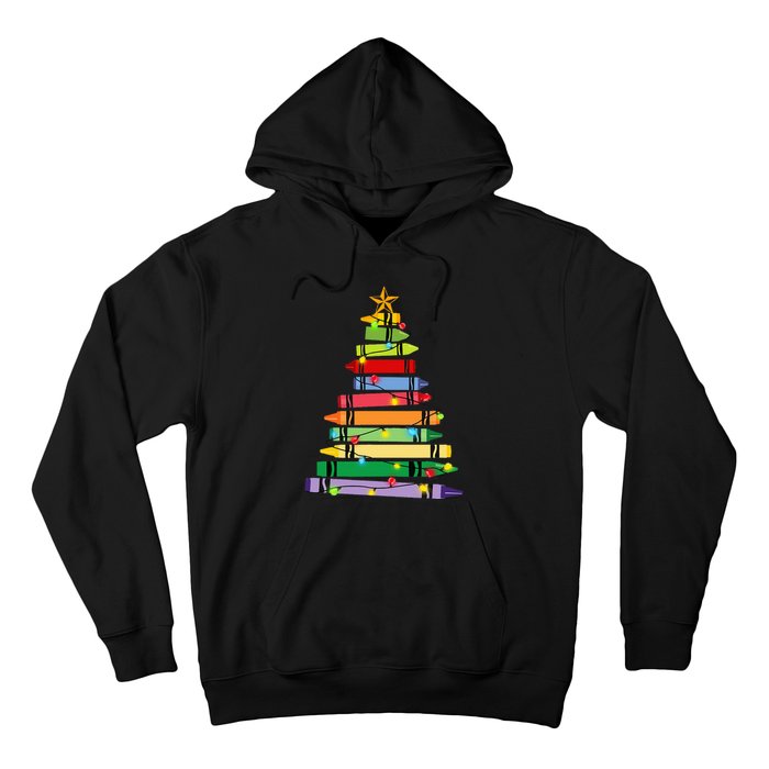 Teacher Christmas Crayon Tree Light Gifts Student Hoodie