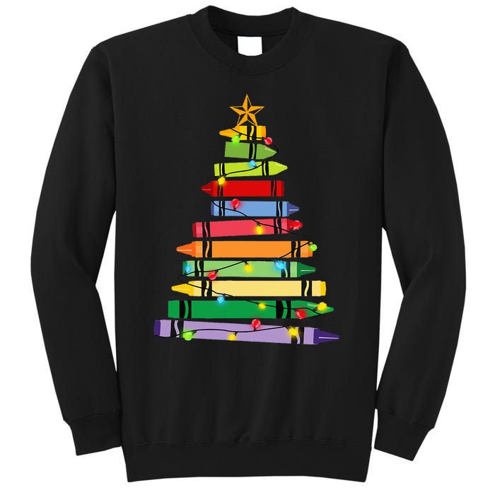 Teacher Christmas Crayon Tree Light Gifts Student Sweatshirt