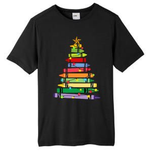 Teacher Christmas Crayon Tree Light Gifts Student Tall Fusion ChromaSoft Performance T-Shirt