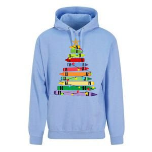 Teacher Christmas Crayon Tree Light Gifts Student Unisex Surf Hoodie