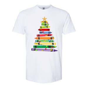 Teacher Christmas Crayon Tree Light Gifts Student Softstyle CVC T-Shirt