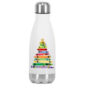 Teacher Christmas Crayon Tree Light Gifts Student Stainless Steel Insulated Water Bottle