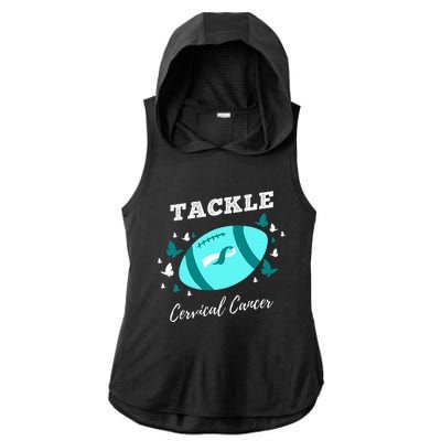 Tackle Cervical Cancer for Cervical Cancer Awareness Ladies PosiCharge Tri-Blend Wicking Draft Hoodie Tank