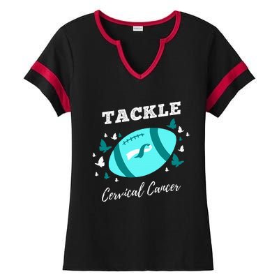 Tackle Cervical Cancer for Cervical Cancer Awareness Ladies Halftime Notch Neck Tee